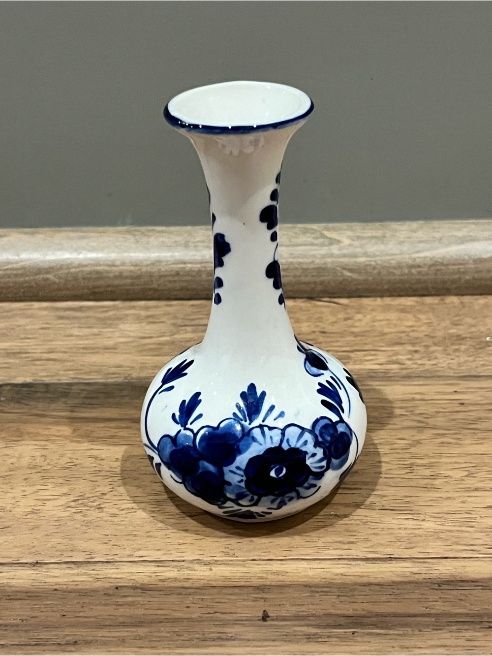 Delft Blue and White Floral Bud Vase